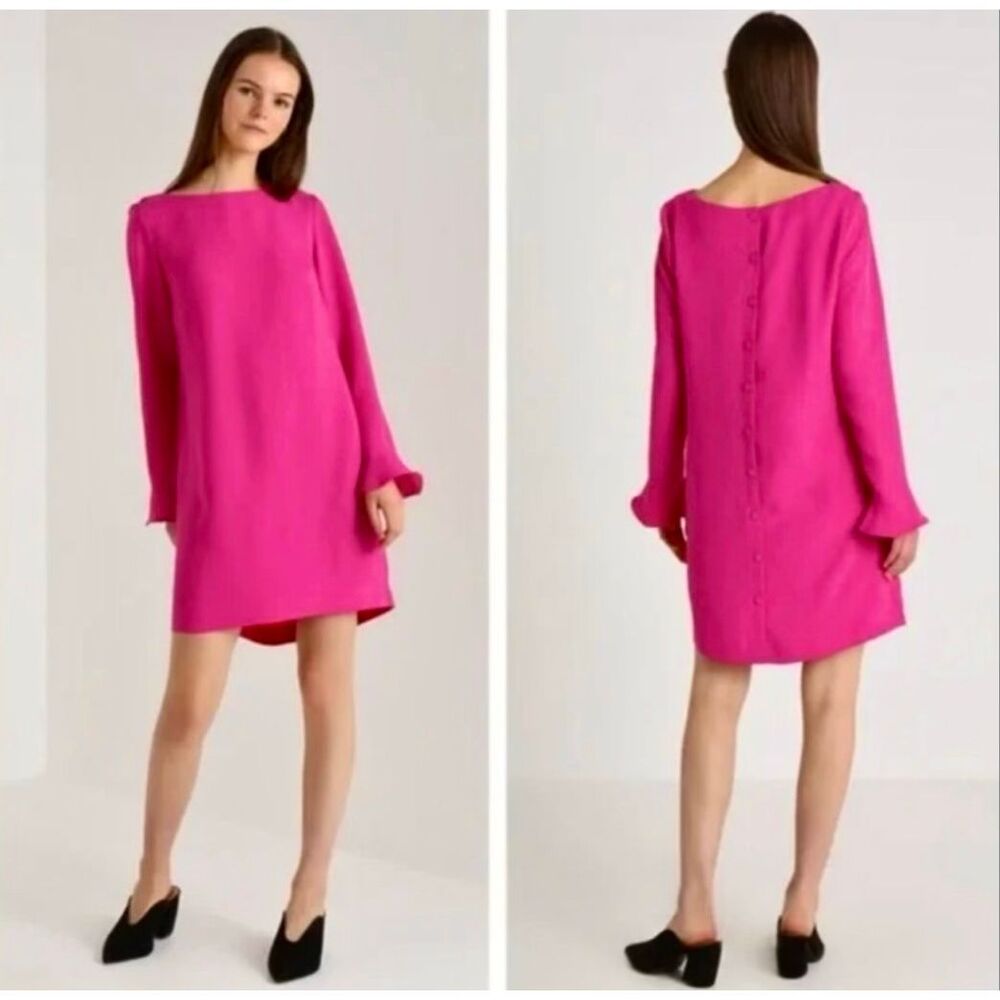 Banana Republic Bright Pink Shift Dress w Button Back Has Pockets! Size 4